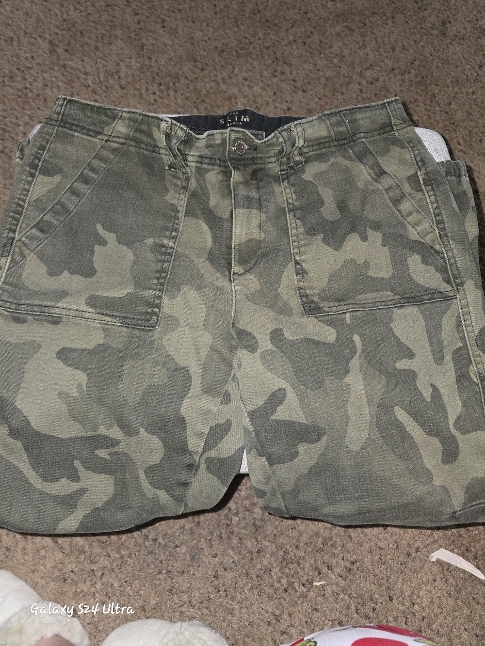 Slim Fit Camo Women’s Skinny Jeans- Olive Green